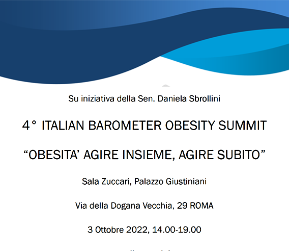 Immagine dell’evento 4º Italian Barometer Obesity Summit “Obesità agire insieme, agire subito”